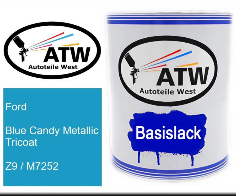 Ford, Blue Candy Metallic Tricoat, Z9 / M7252: 1L Lackdose, von ATW Autoteile West.